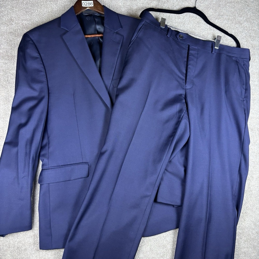Lauren Ralph Lauren Men's Navy Blue 2-Button Suit 40R Jacket 34W x 32L Pant Wool